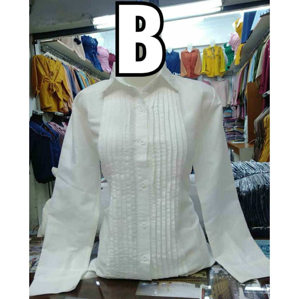 KEMEJA PUTIH OPNASEL WANITA.kemeja garis putih cewek