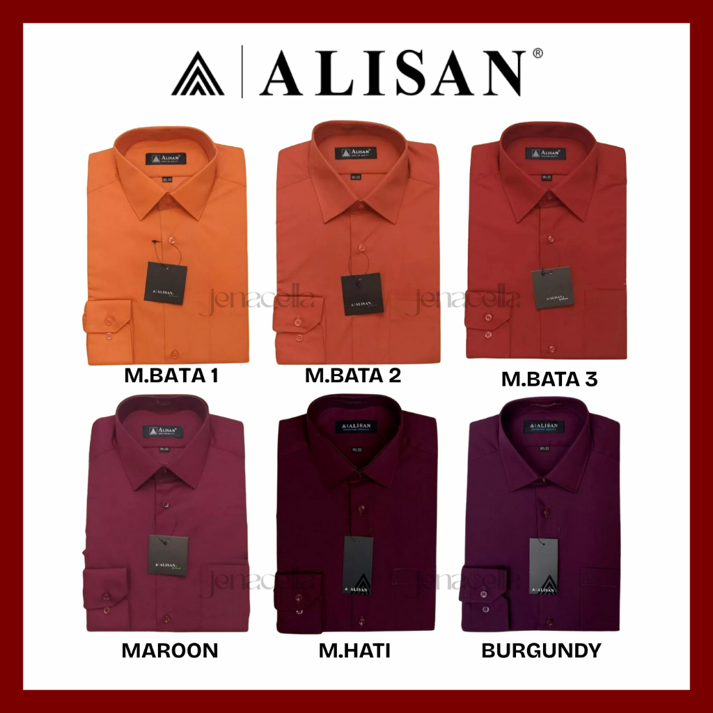 KEMEJA ALISAN REGULER - KEMEJA PRIA POLOS LENGAN PANJANG WARNA MERAH / M.BATA1 / M.BATA2/ M.BATA3 / 