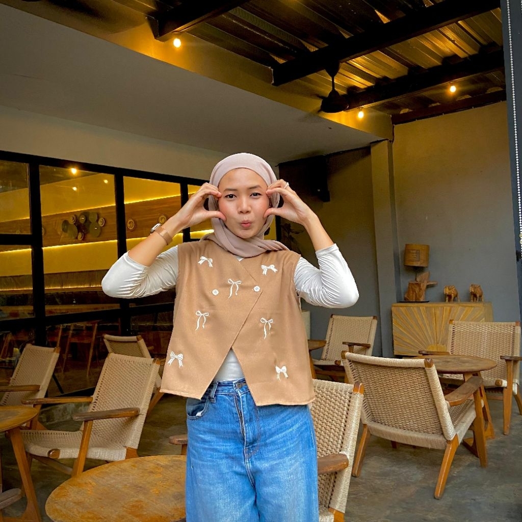 Vest Pita / Vest Bordir Pita Outer Wanita Premium / Atasan Rompi Wanita Korean Style