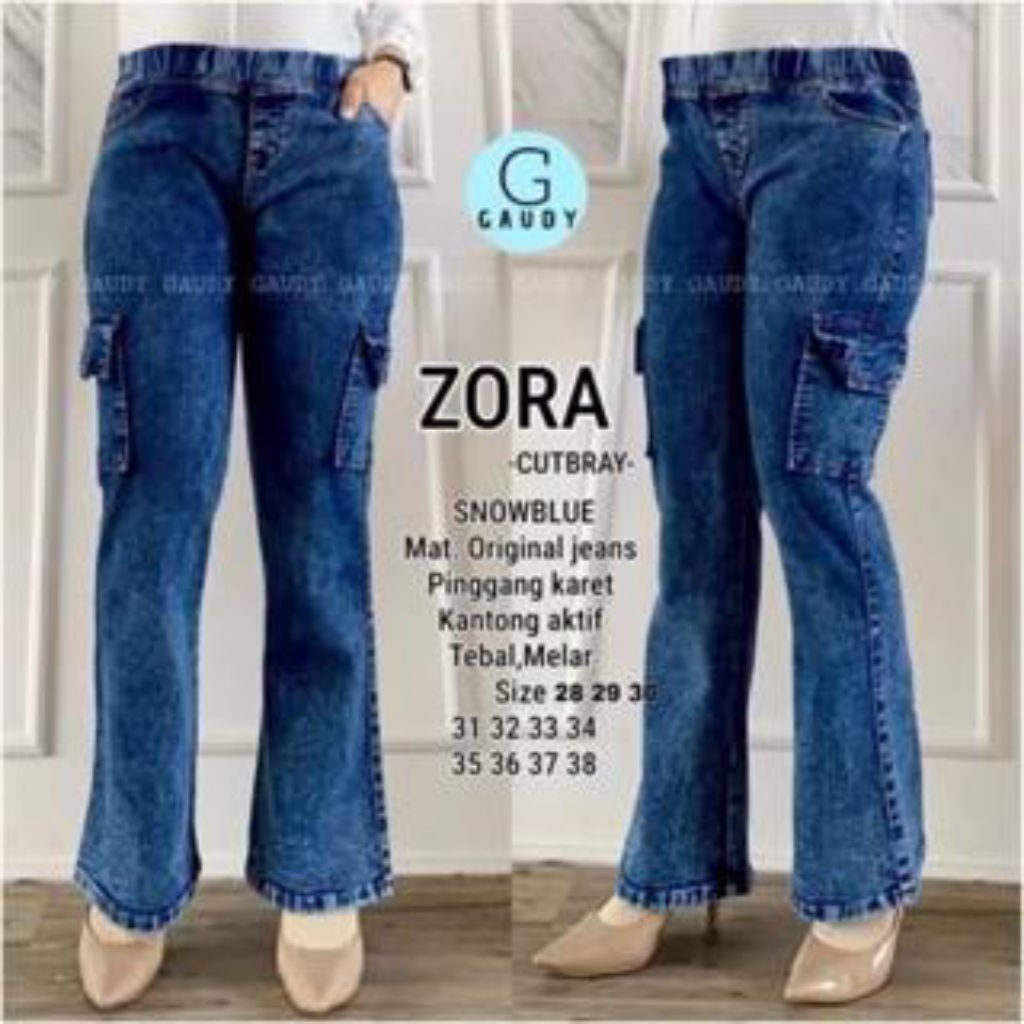 Celana Jeans Wanita - Highwaist Cutbray Cargo Terbaru - Celana Cutbray Wanita Kekinian ootd