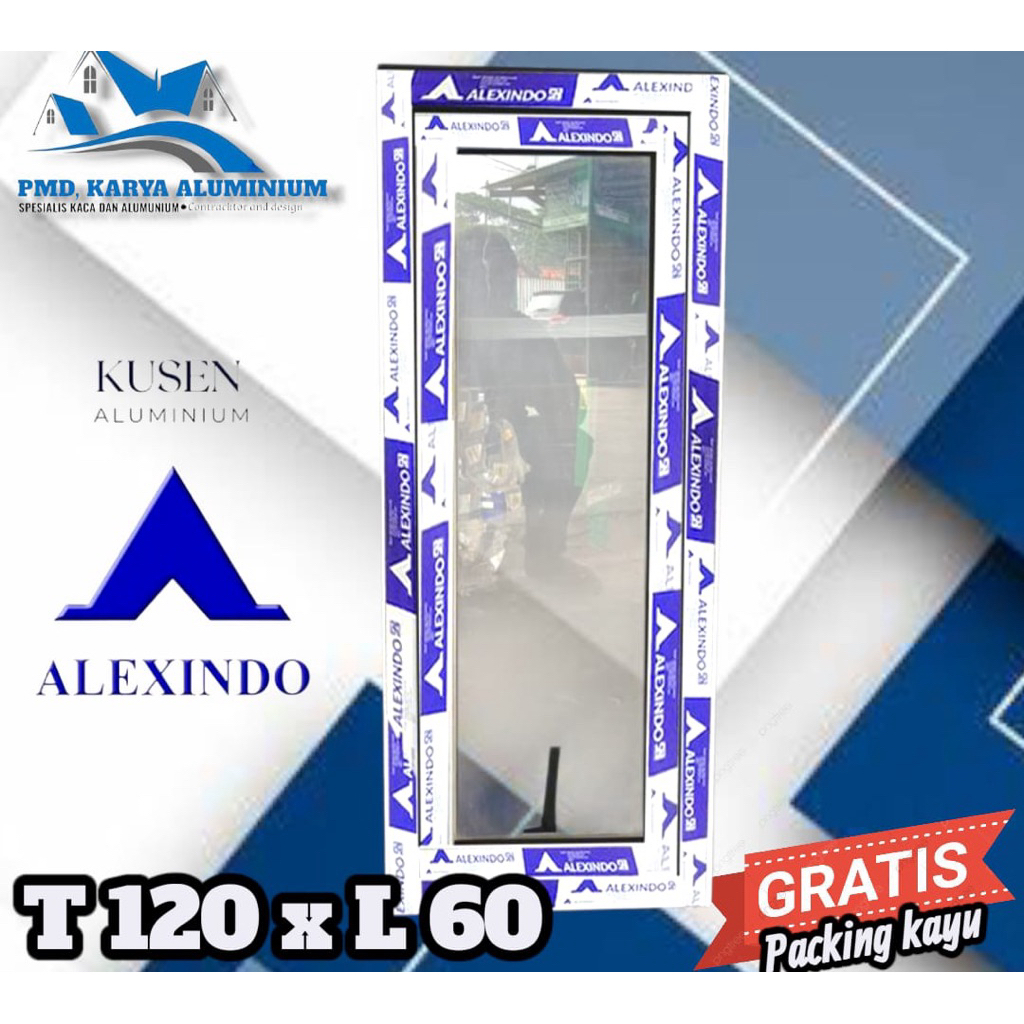 Kusen 4inc Jendela Aluminium Alexsindo UK, 120 x 60 Free Packing kayu