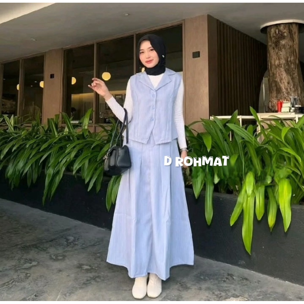 Bella Vest Set-Set blezer Wanita-Setelan Rok Korean Style Kekinian