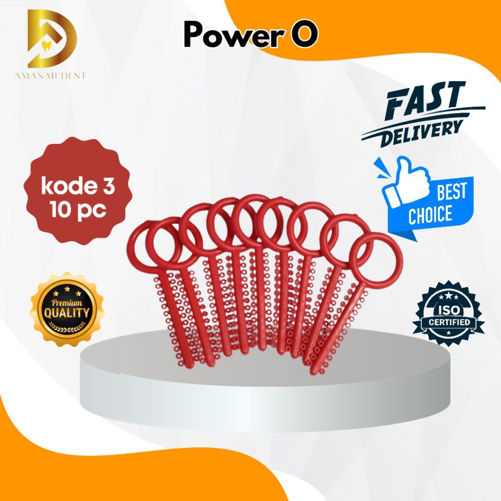 Power o Ao karet bracket warna merah code 3 isi 10pcs / karet behel / power o bracket