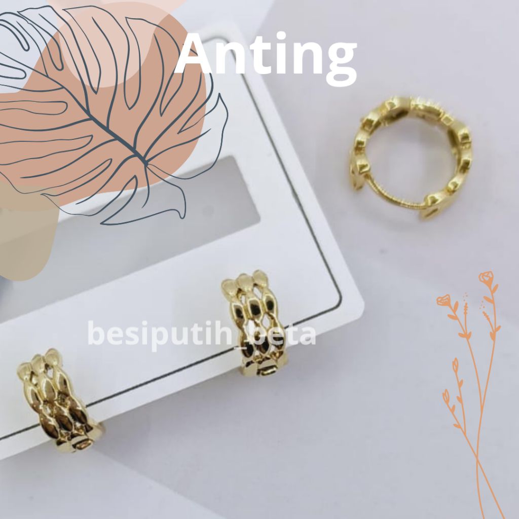 anting besi putih sepuh kuning / besi putih ambon