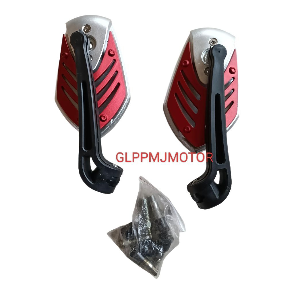 Spion Variasi Tanduk Lipat Koso MERAH SILVER All Motor Beat Vario Mio Supra Karisma Blade Tiger Revo