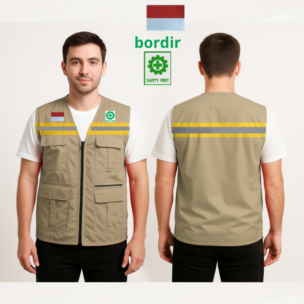 Ori  Rompi K3 Waterproof Tebal List Menyala / Rompi Safety / rompi K3 terbaru / rompi driver Safety 