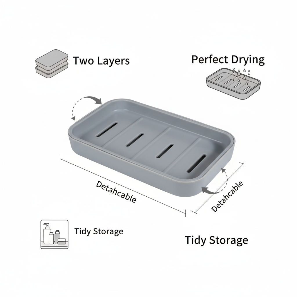 Tempat Sabun Mandi 2 Lapis dengan Drain Box Praktis Menjaga Kebersihan dan Kerapihan Kamar Mandi