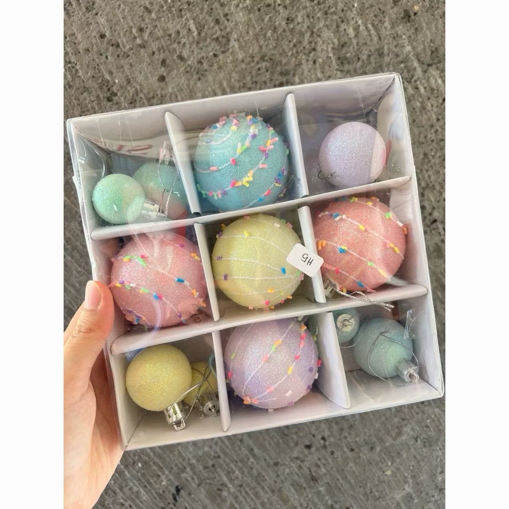 Bola natal PASTEL warna warni / hiasan natal pastel campur