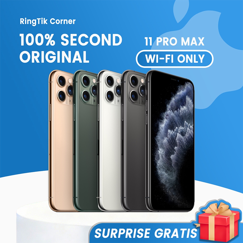 iPhone11 Pro Max 64GB Bekas Hanya WIFI Mulus Game/Live Streaming/Hp Kedua Baterai 100% Second Apple 