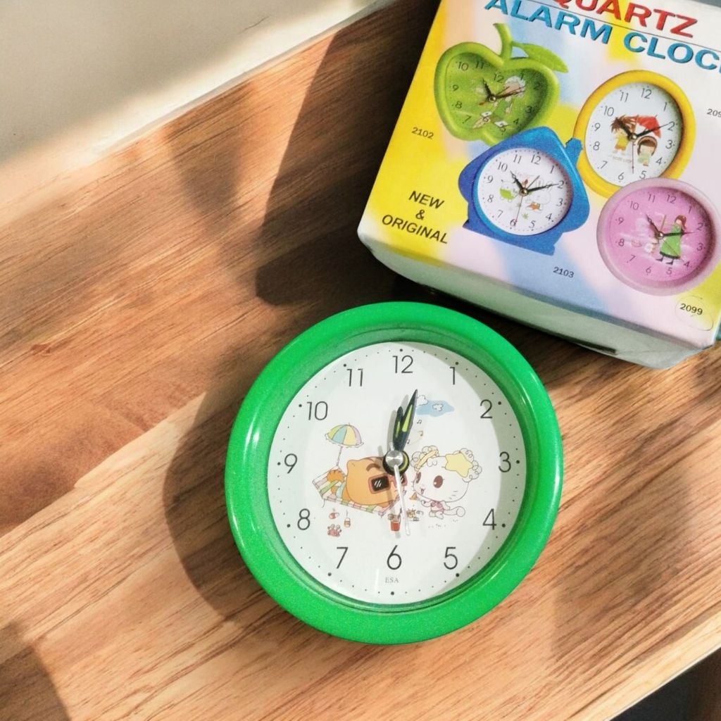 ALARM GREEN ANALOG WEKER KOTAK WEKER ESA WEKER MINI WEKER ANAK ALARM PAGI ALARM ANALOG ALARM HIJAU W