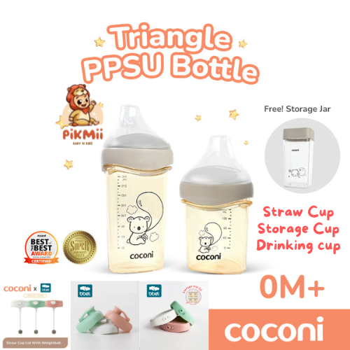 COCONI X BBET Triangle Feeding Baby Bottle 150/240ml PPSU, Storage Lid, Drinking Lid,  | Botol dan T