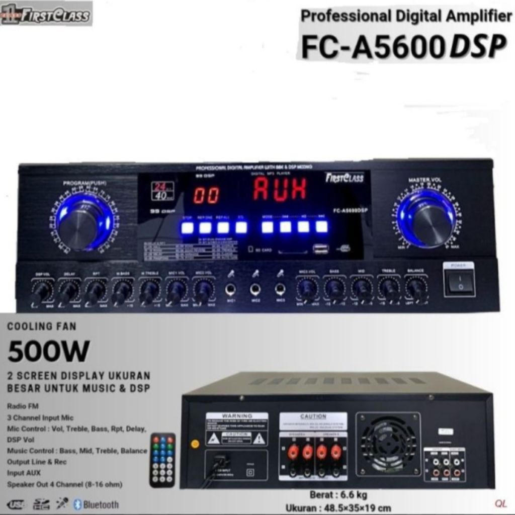 AMPLI KARAOKE FIRSTCLASS FCA5600 DSP 500 WATT ORIGINAL FC A 5600 DSP