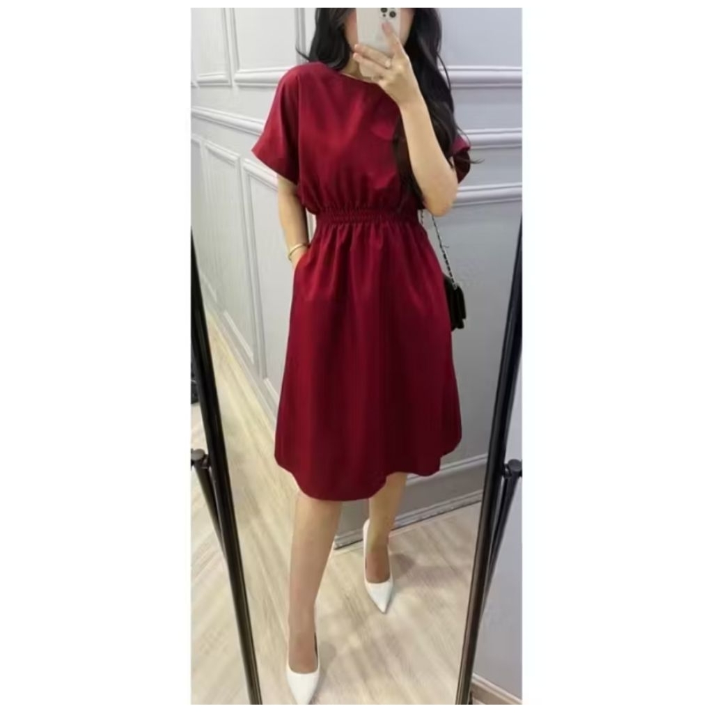 Harra Dress Merah Maroon Casual Terusan