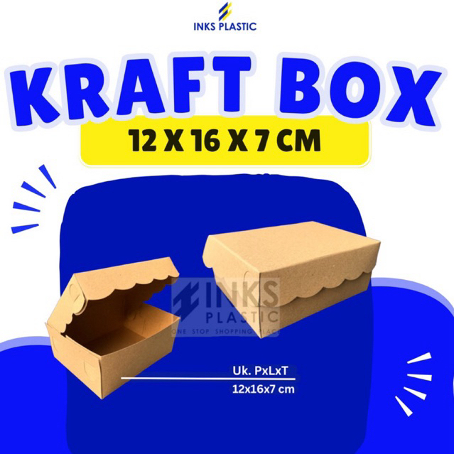 KRAFT PAPER BOX COKLAT 12x16 DUS KOTAK SNACK AQUA
