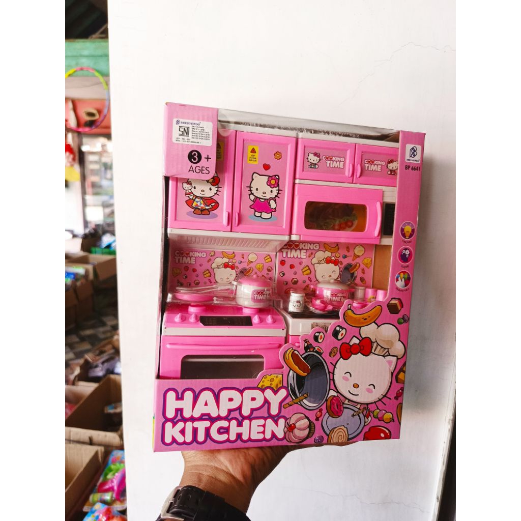 Mainan Kitcen Set Lemari Dan Dapur - Mainan Masak Masakan Anak Perempuan - Karakter Hello Kitty
