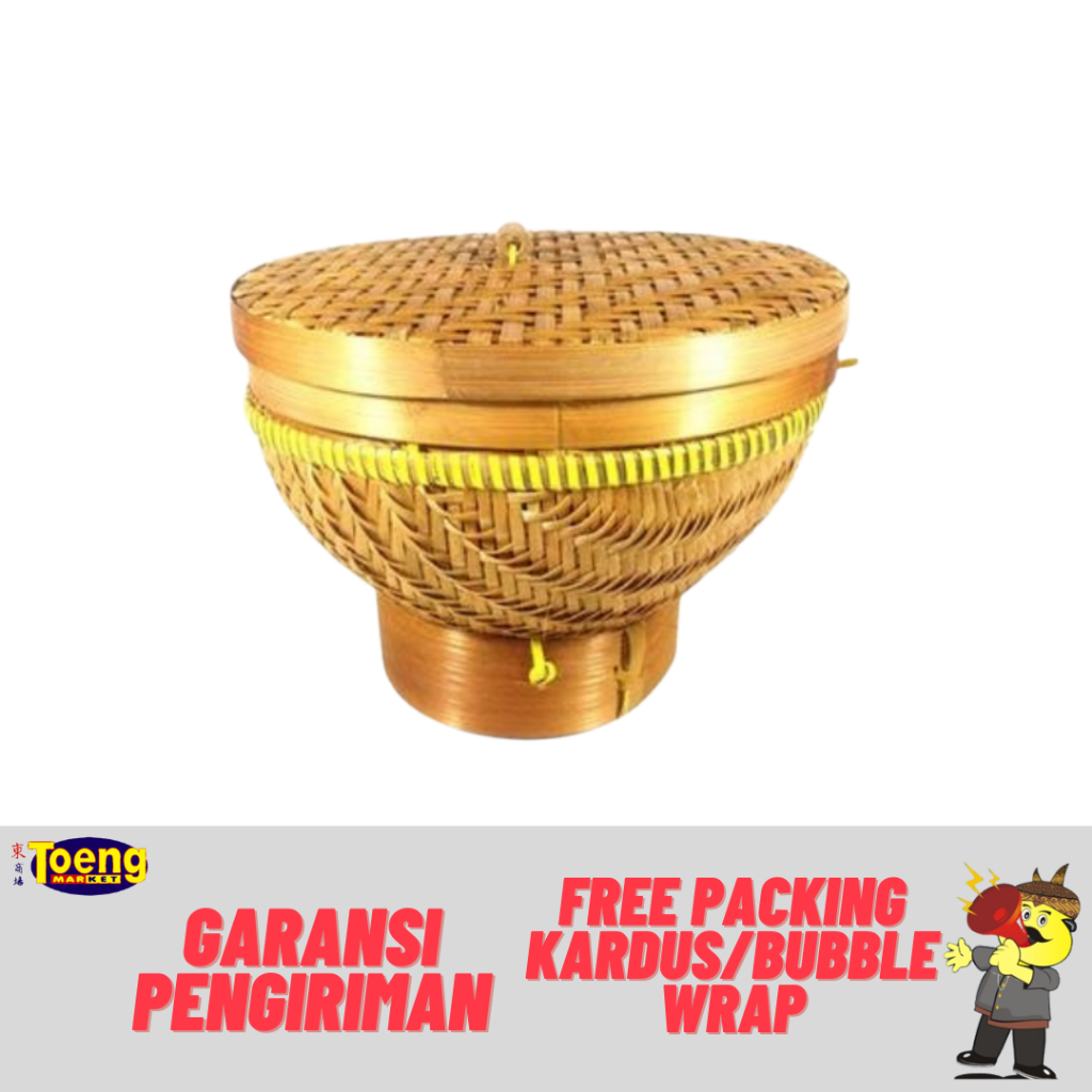Wakul Nasi Anyaman Bambu - BAMBU BAKUL NASI+TUTUP KECIL RK