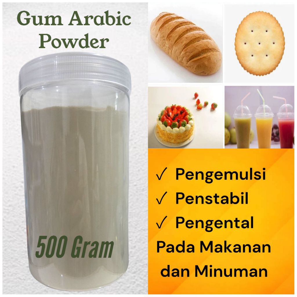 Gum Arabic Powder Food Grade 500 gram Gom Arab Bubuk / Acacia Gam Prebiotik Probiotik