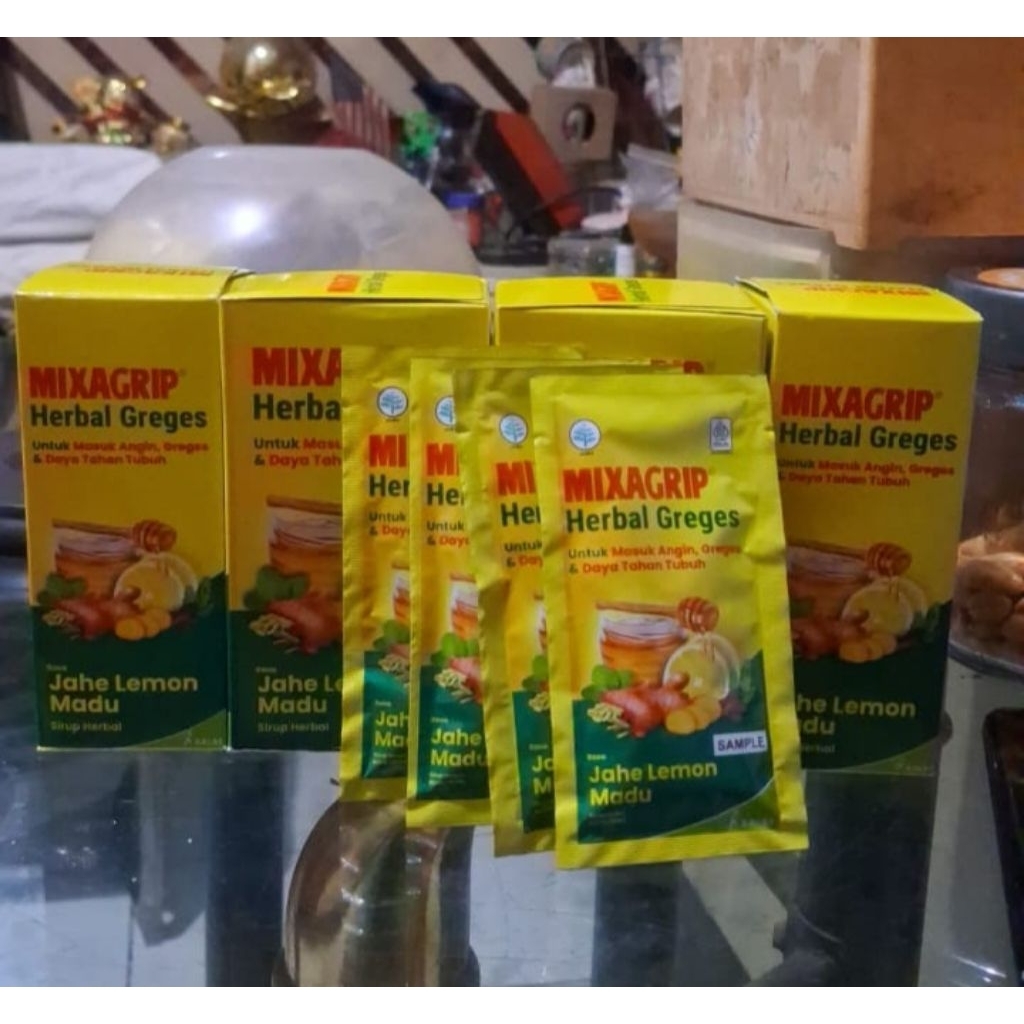 MIXAGRIP HERBAL GREGES RASA JAHE LEMON MADU 1 SACHET 15ML SIRUP HERBAL