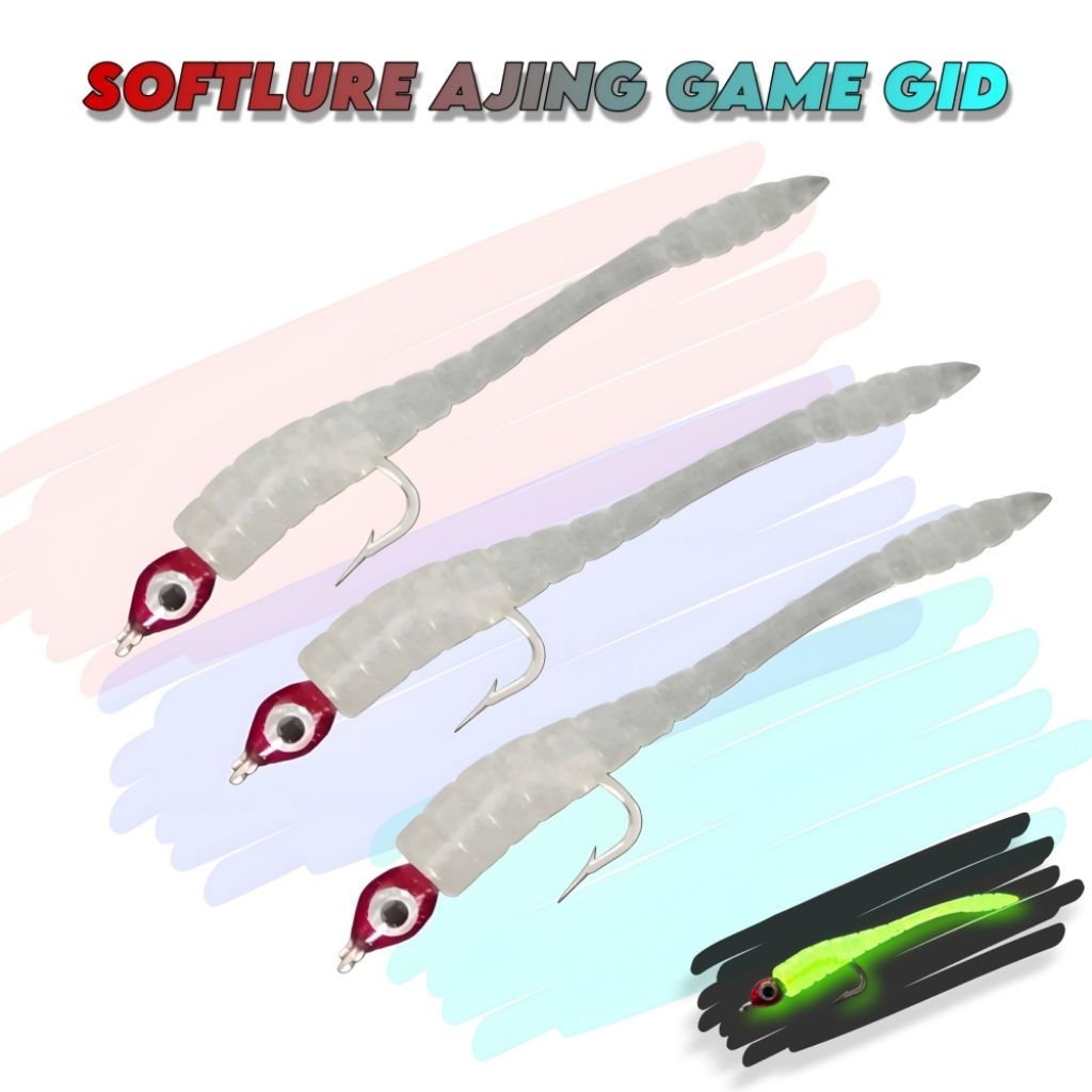 Soft Lure Mini Ajing Game GID Sabiki Jig Head 5.5cm Umpan Pancing UL Fishing Elastis & Realistis