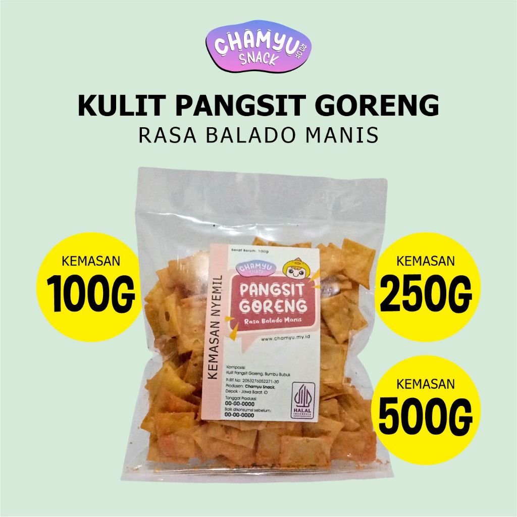 Chamyu Snack Kulit Pangsit Goreng Mini Rasa Rasa Balado Manis Kemasan 100 gram, 250 gram, dan 500 gr
