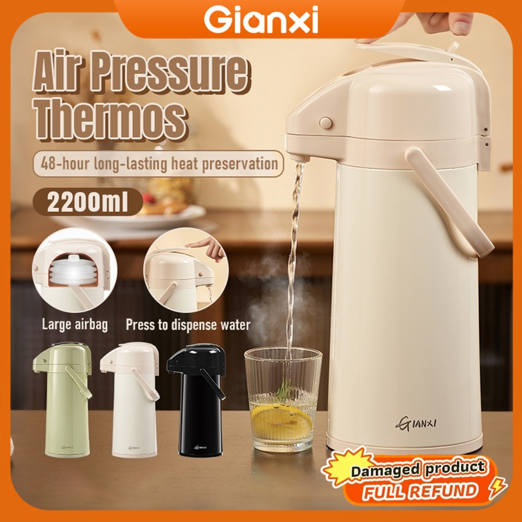 Tahan Panas 48 Jam GIANXI Termos Air Panas Termos Tekanan 2.2L Kapasitas Besar, Praktis Untuk