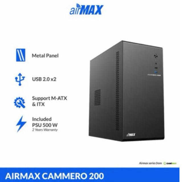 Casing PC Airmax Camero 200 mATX Black + PSU 500W