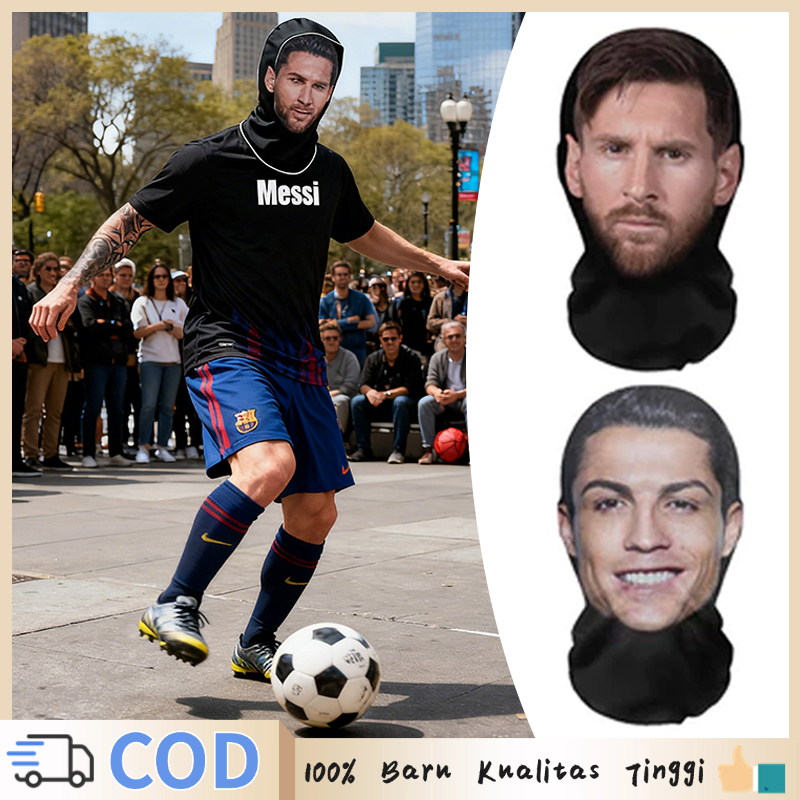 Topeng 3d Cosplay Cristiano Ronaldo Masker Human Mask Full Face Messi/ Cristiano Ronaldo Machinegard