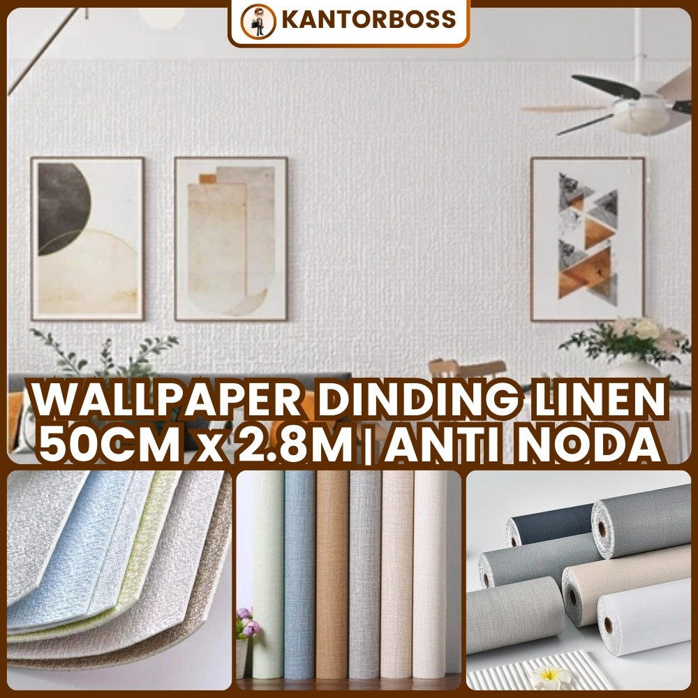 Wallpaper Foam Linen Roll Stiker Dinding 3D Polos Dekorasi Kamar Tidur Sticker Dinding Ruang Tamu