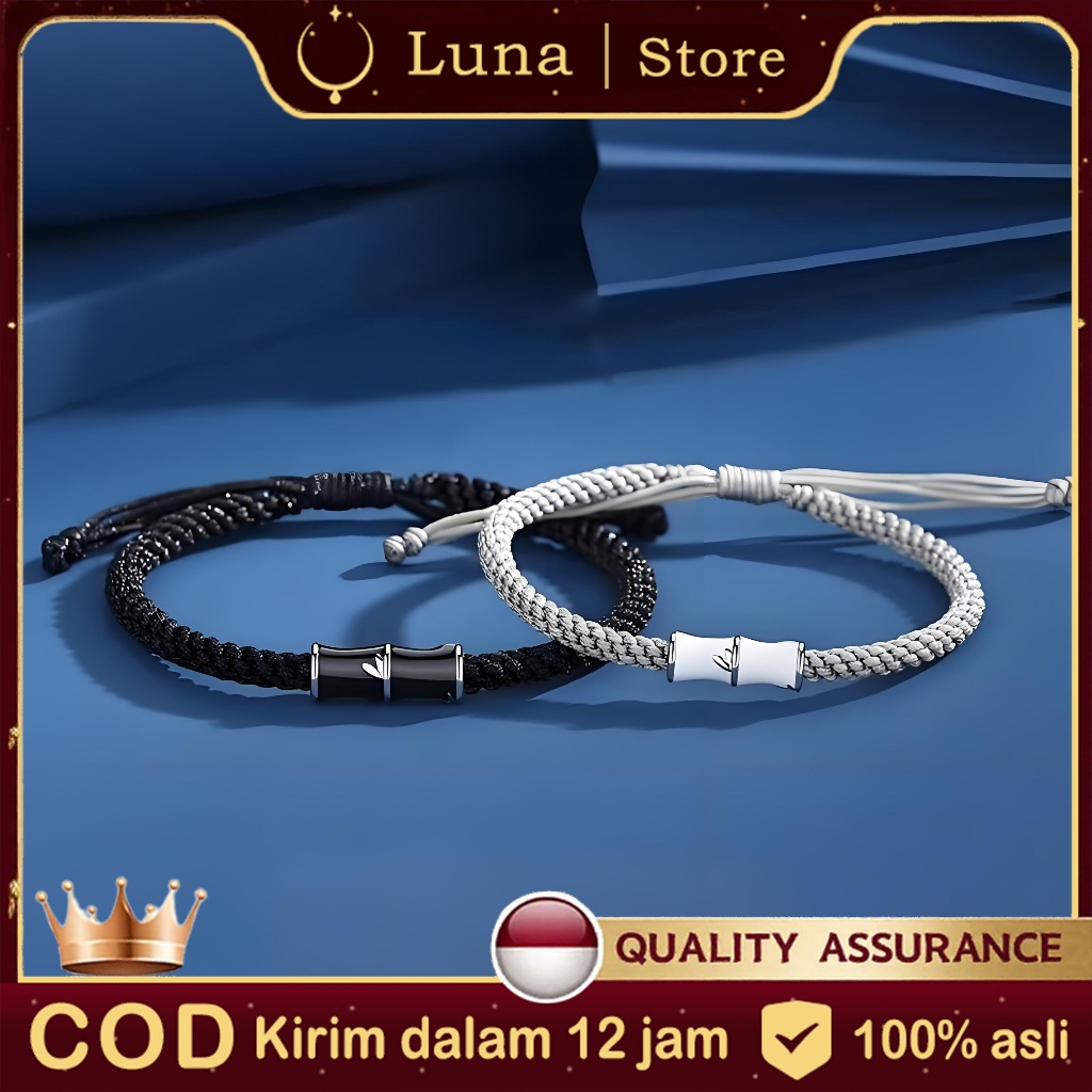 ​​Luna Jewelry | Gelang Couple "Bamboo Promise" - Perak 925 | Desain Simbolis untuk Hubungan Jarak J