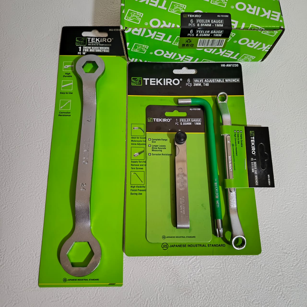 Paket Perkakas TEKIRO Stel Klep Motor 1 Set Lengkap / Feeler Gauge 13 Blades + Kunci L Bintang Klep 