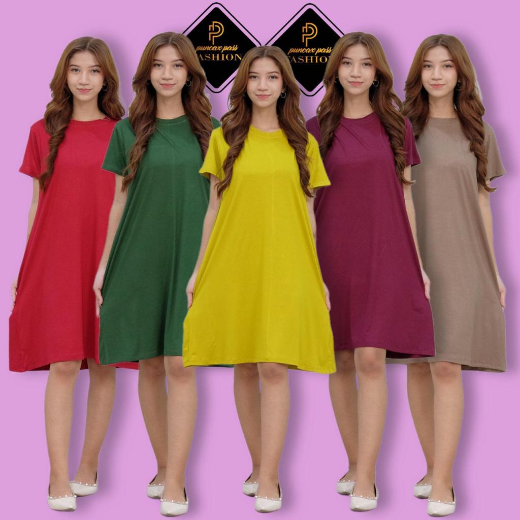 Pp Fashion-Dress Mola Oversize Dress Wanita Jumbo Polos Daster Kaos Spandek Rayon Murah / Daster Mol