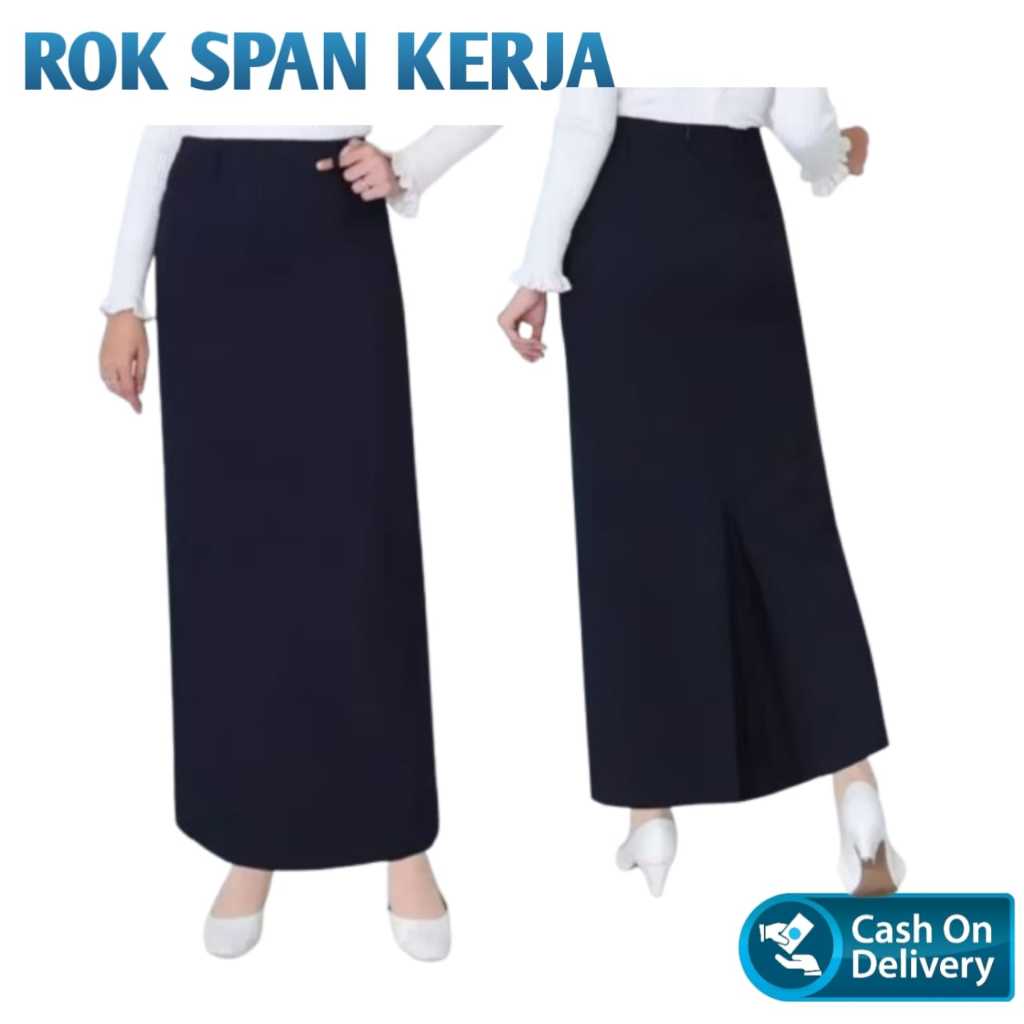 Rok Span Hitam Panjang/Rok Kerja Formal Wanita Span