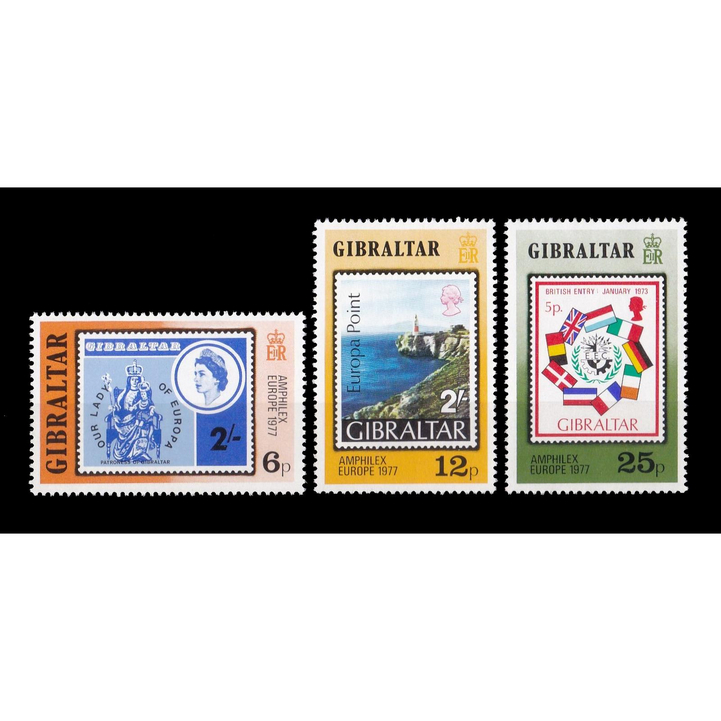 S0040 Prangko Gibraltar 1977 Stamp Exhibition AMPHILEX '77 3v Mnh