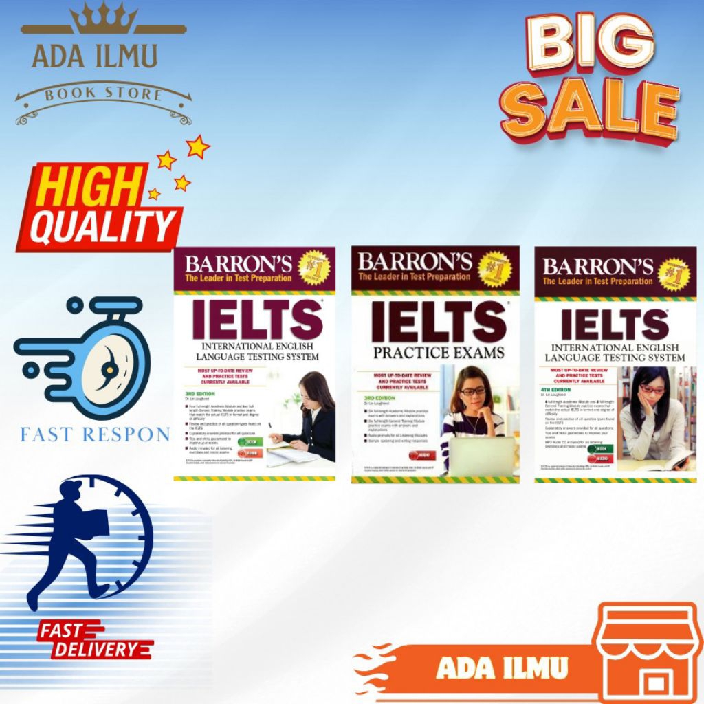Buku Belajar Bahasa Inggris Barron's Ielts Practice Exams, International English Language Testing Sy