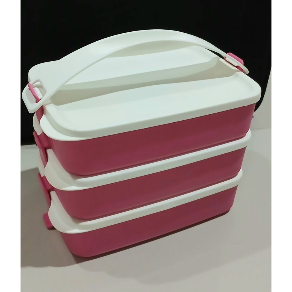 set rantang ctg aman senada pink tupperware prelove