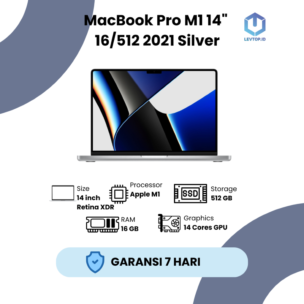 Apple MacBook Pro 14" M1 Pro 16GB 512GB Silver // Macbook Second Used Bekas
