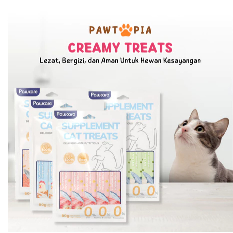 Pawsential Cemilan Kucing Creamy Treats 5Pcs - Snack Creamy Pawcare Makanan Kucing Basah