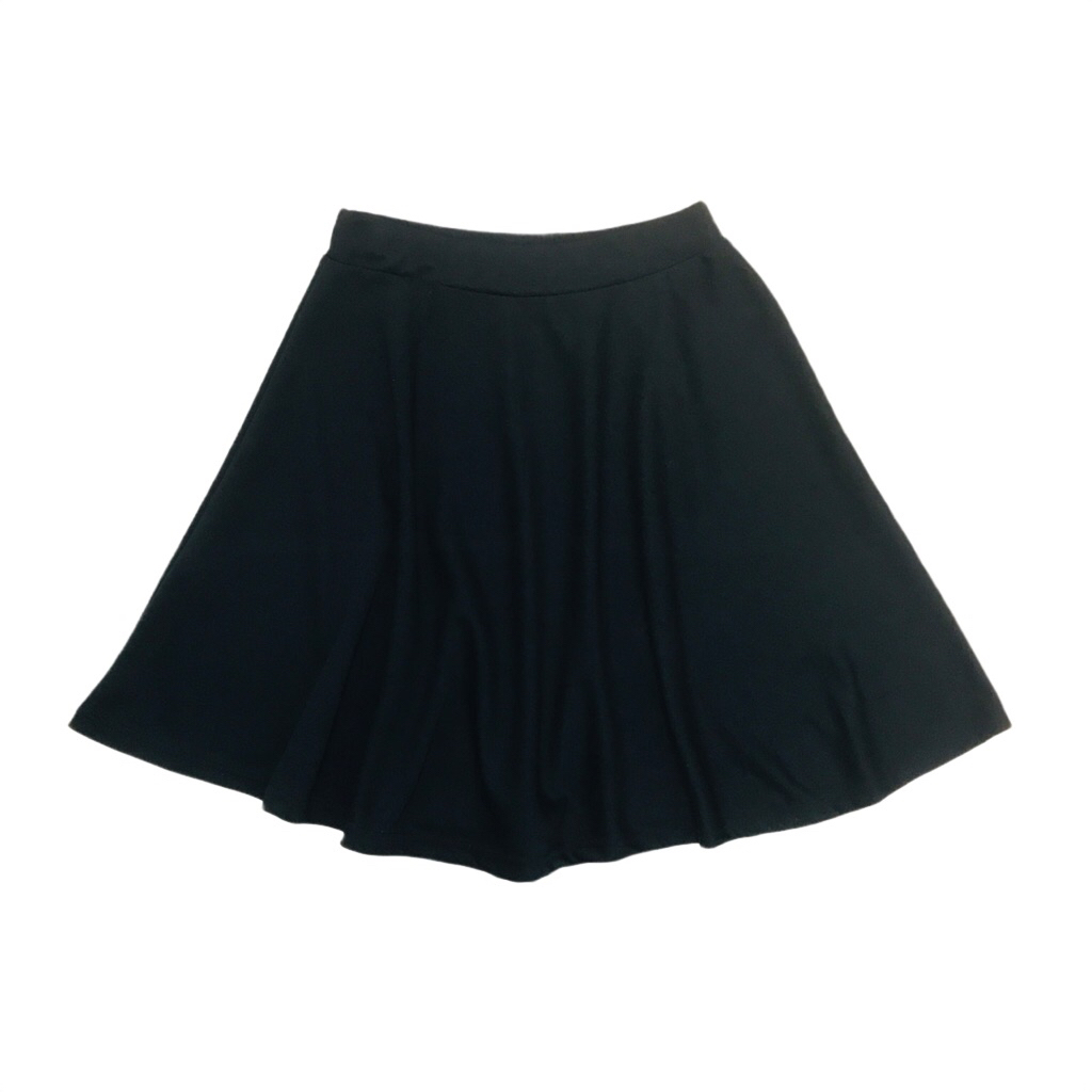 Rok Mini Polyester Hitam Polos Wanita