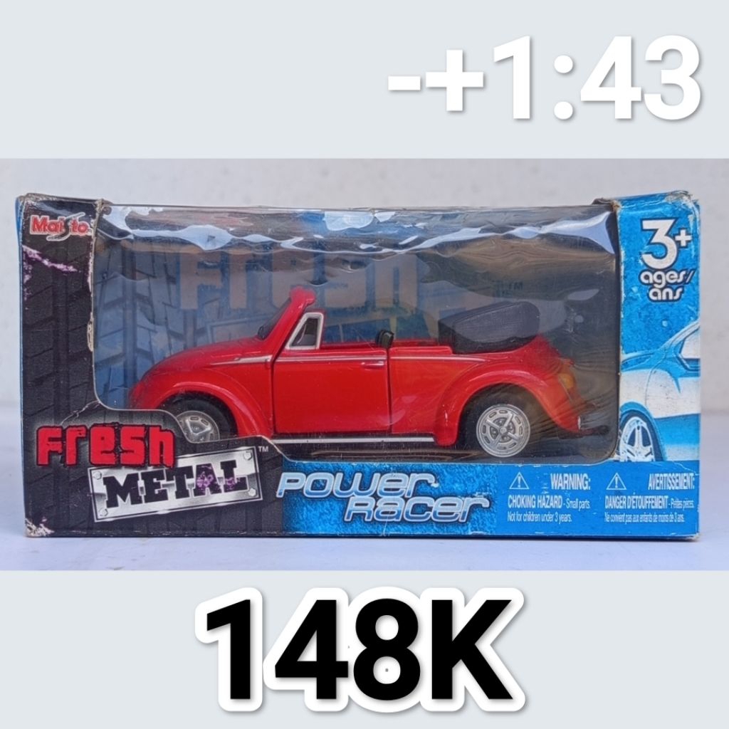 Diecast Mobil Tua Vintage Skala 43 Maisto Fresh Metal Power Racer VW Volkswagen Beetle Bug Convertib