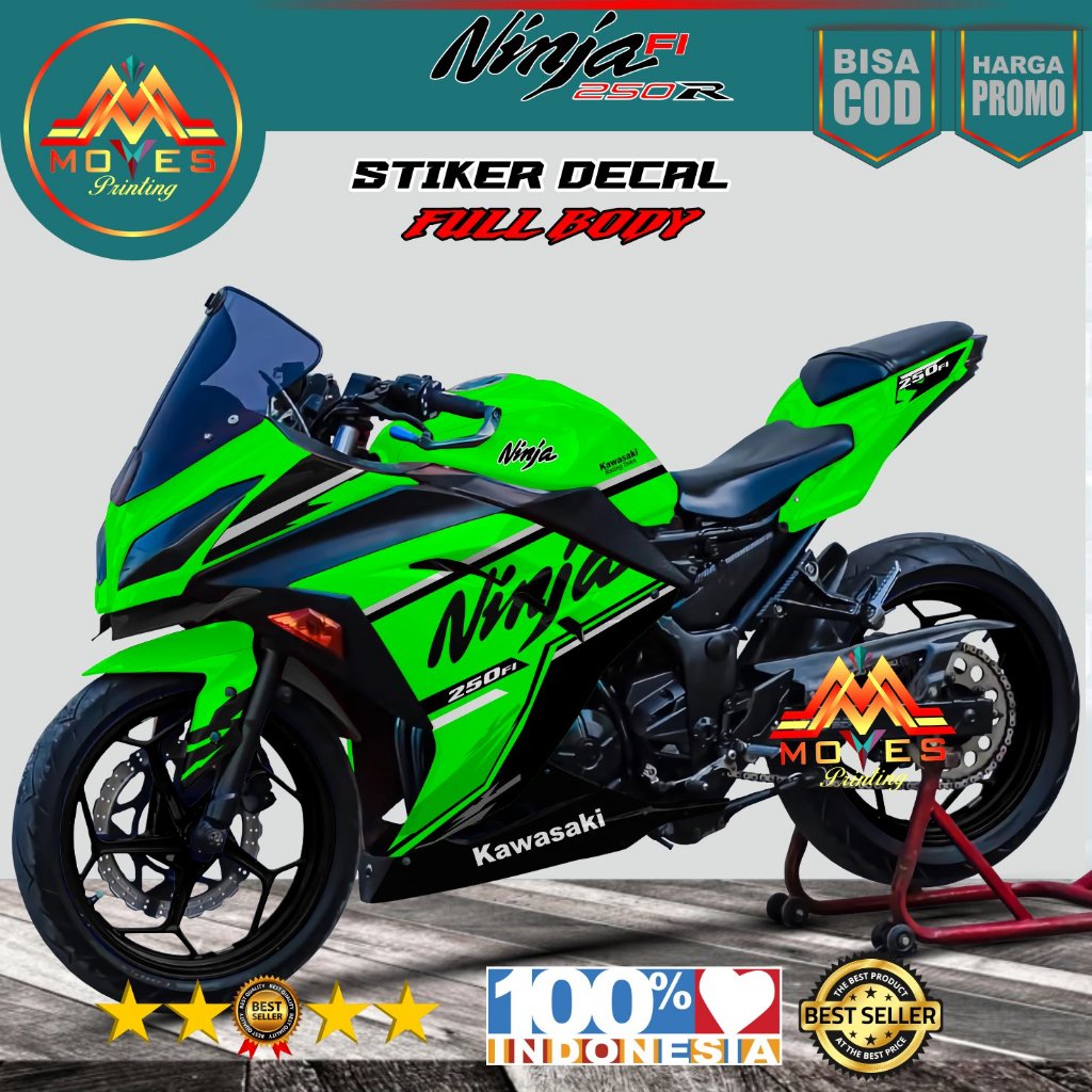 Decal kawasaki ninja 250 fi full body sticker decal ninja ori full body