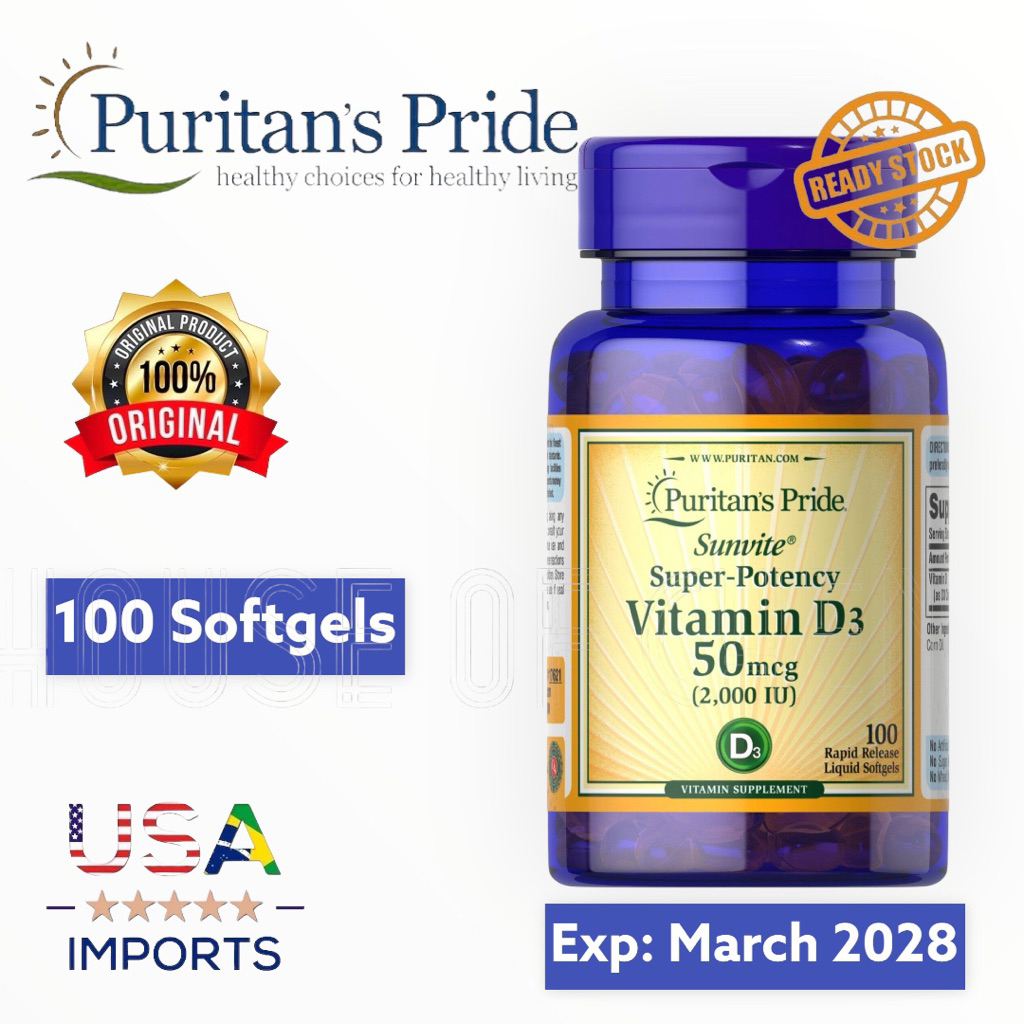 PURITAN PRIDE Vitamin D3 2000 IU 100 Softgels Puritan's Pride USA