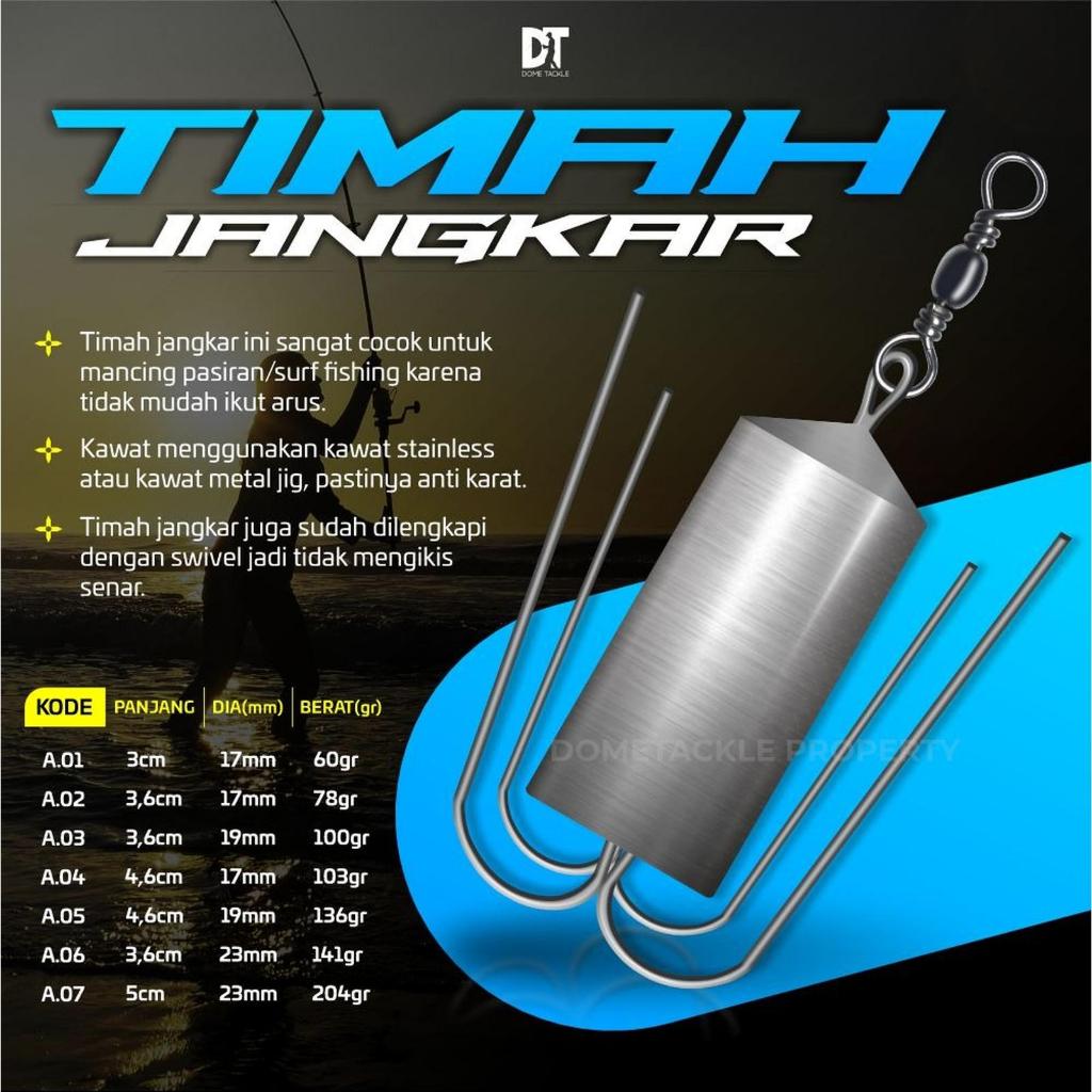 Timah Jangkar Pemberat Pancing Eceran Per 1 pcs Timah Dasaran Mandas Joran - # 1 | 60 GR