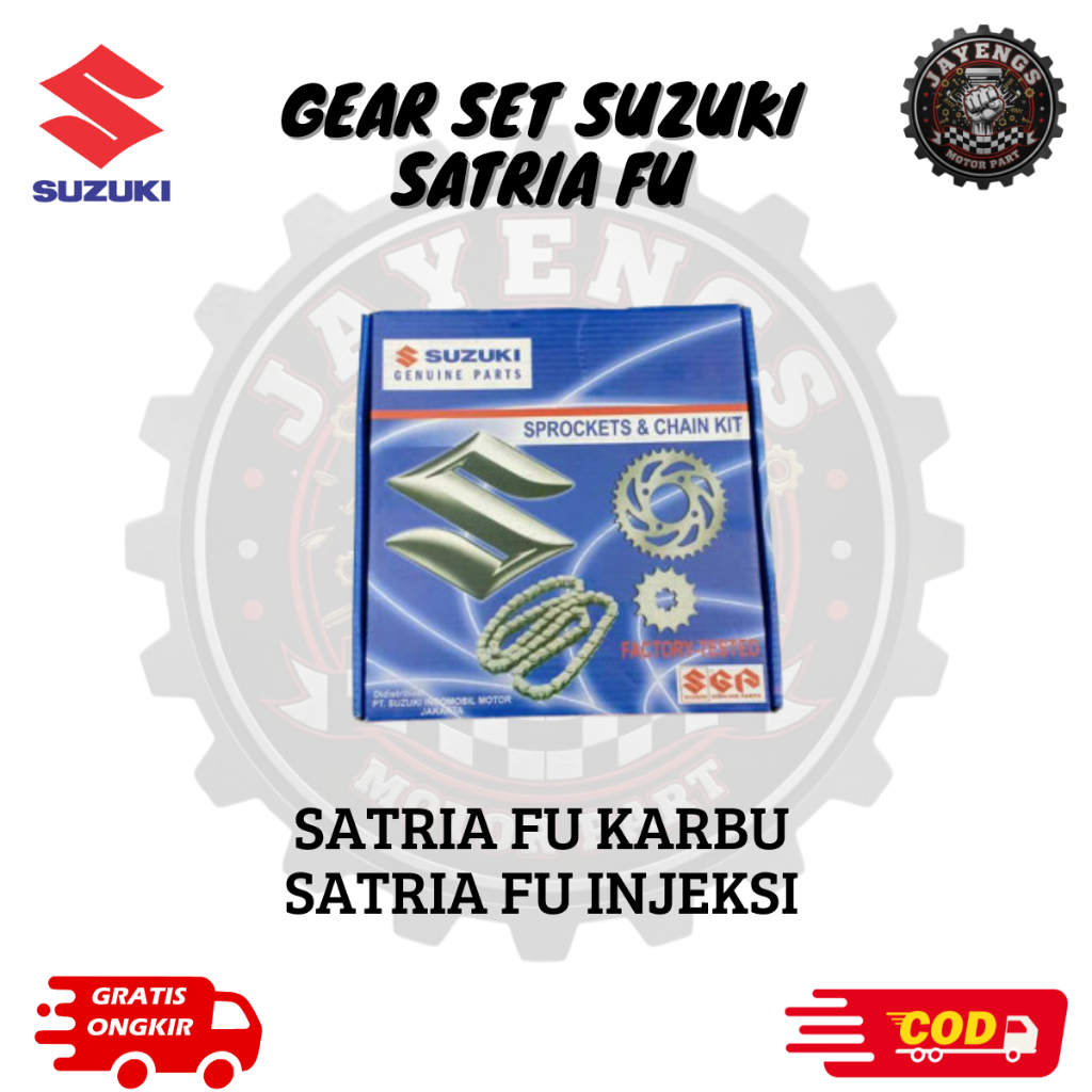 Rantai gear set satria fu - gir set satria fu old - ger set satria fu injeksi new original jayeng pa