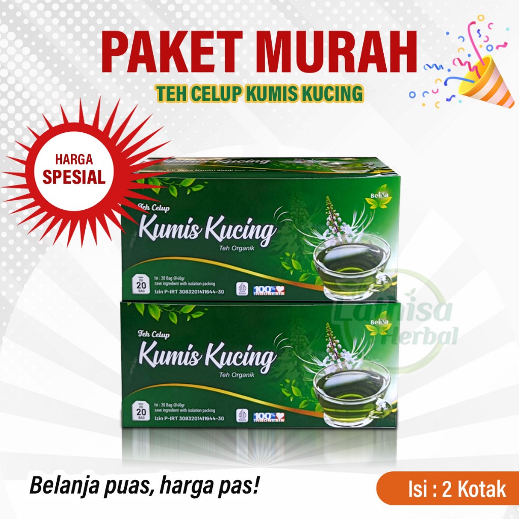 Paket Murah 2 Kotak Teh Celup Daun Kumis Kucing Teh Original