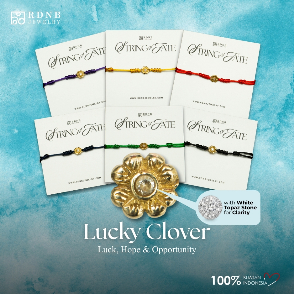 String of Fate - Lucky Clover - RDNB Jewelry - Gelang Wanita/Pria - Batu Alam Natural - Gelang Casua
