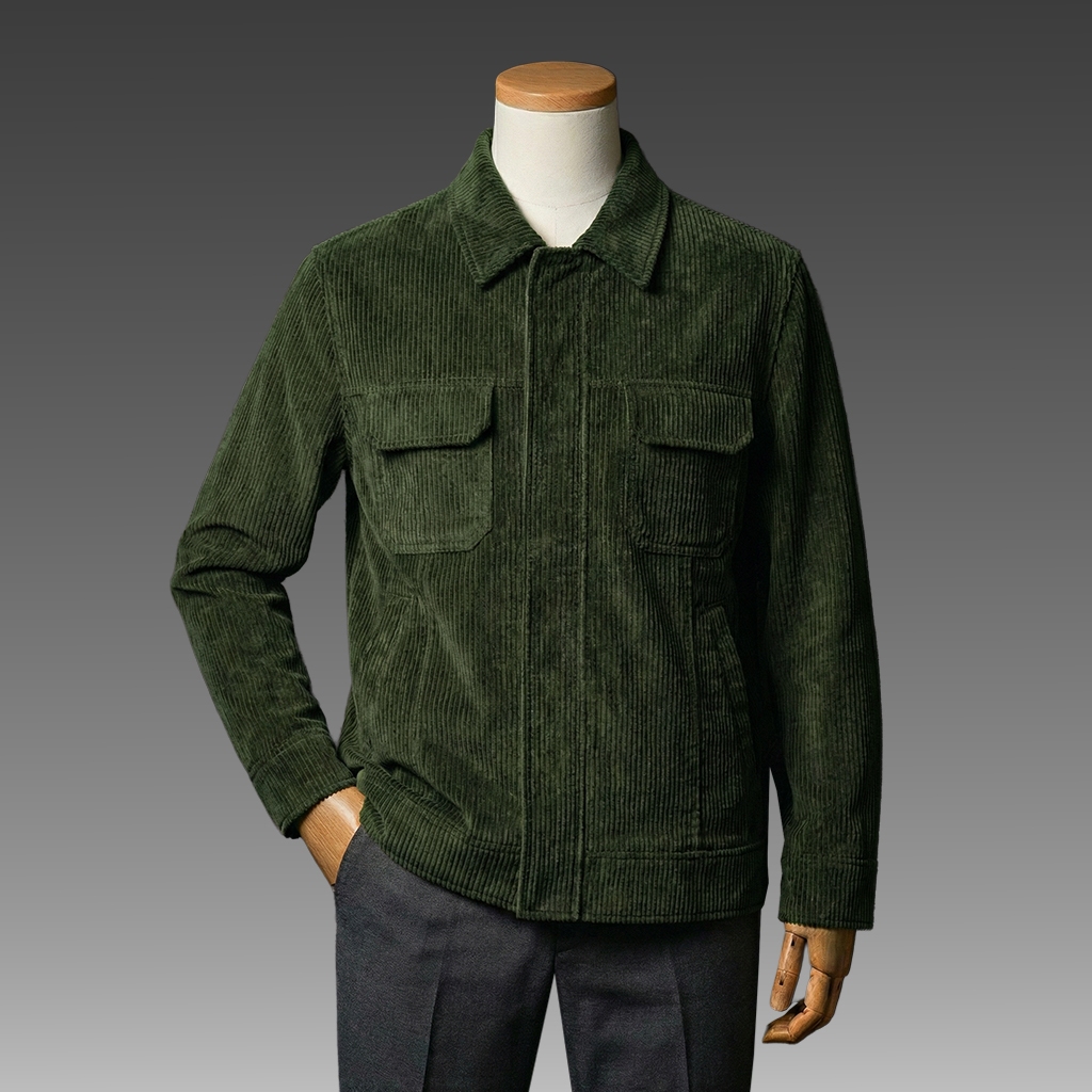 JB - Jacket Corduroy Green - Jaket Trucker Pria