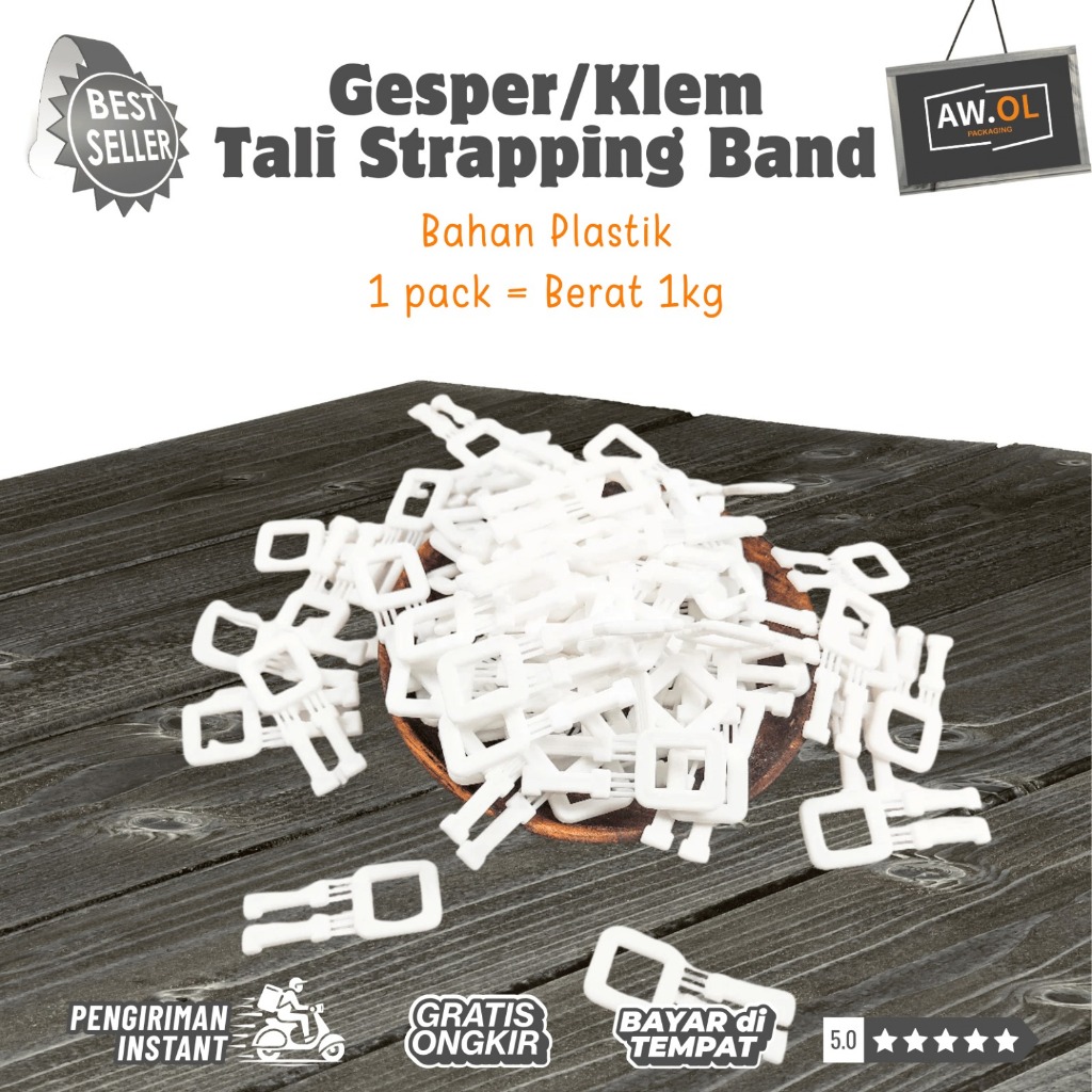 Gesper/Klem Strapping Band Putih Bahan Plastik - 1 kg