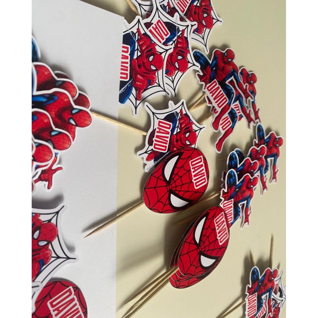 1 set cake topper kepala spiderman /cake topper spiderman ulang tahun