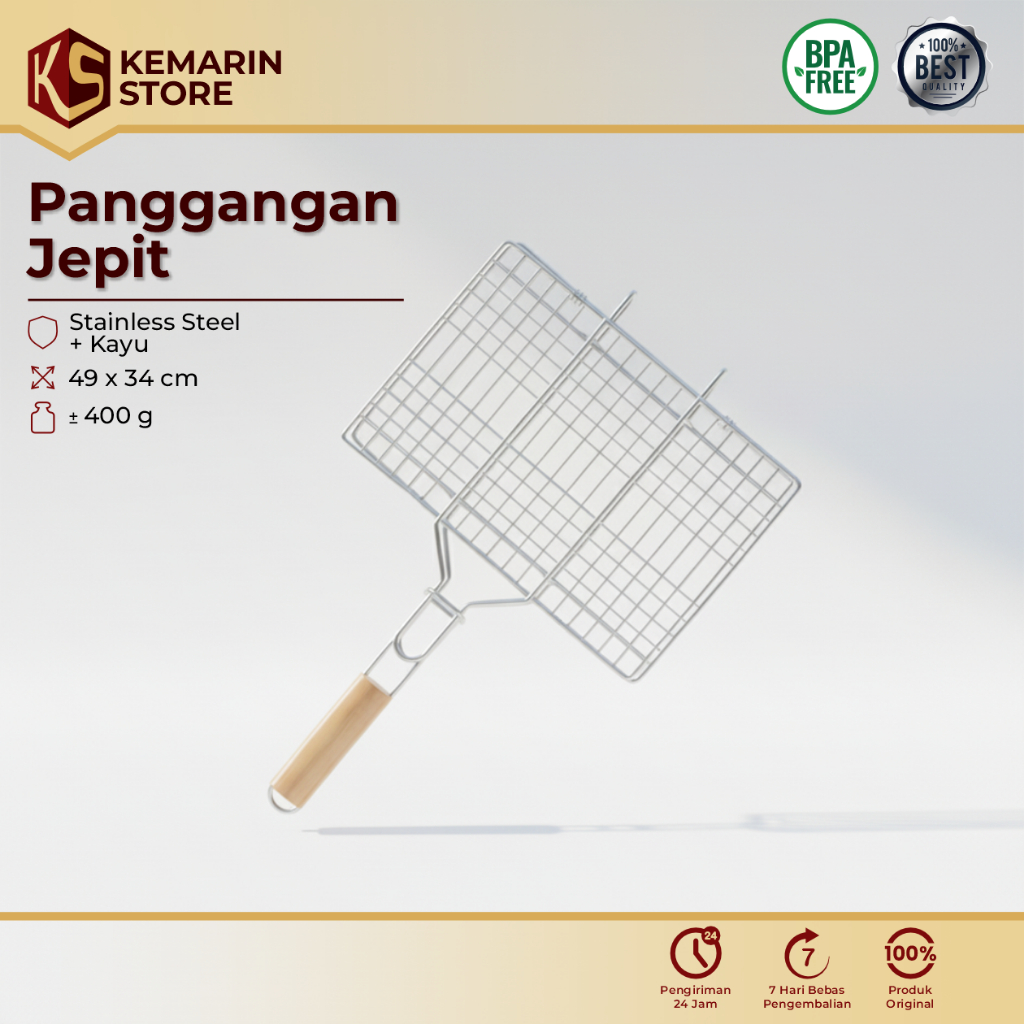 King Balance Panggangan Jepit Anti Lengket Ikan Bakar Sosis Ayam Bakar Grill Praktis Outdoor 330