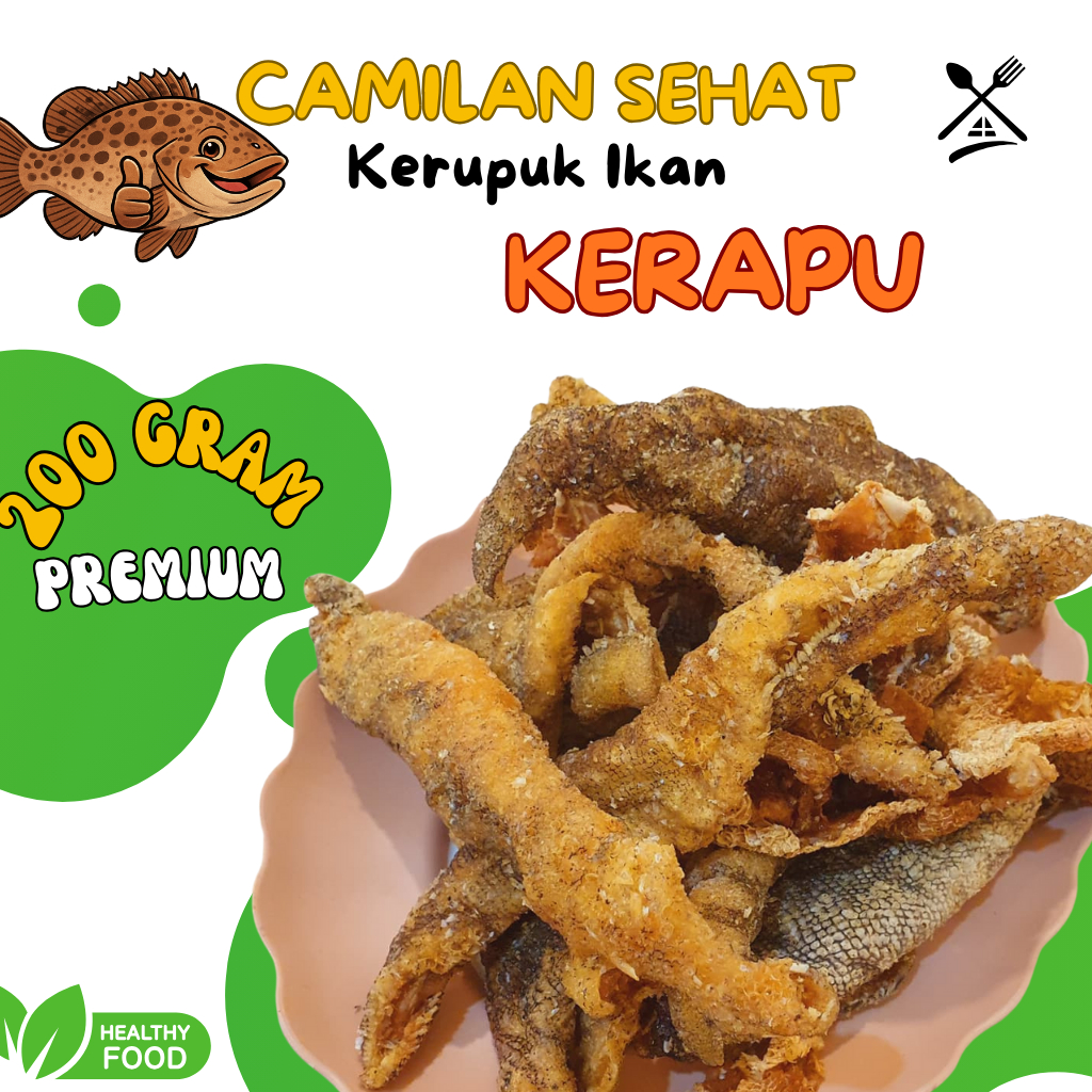 KERUPUK KULIT IKAN KERAPU ASLI 200 GRAM SIAP MENTAH SIAP GORENG